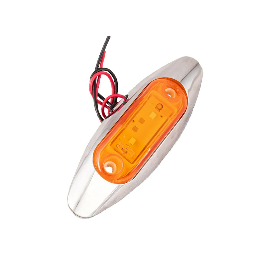 Lampara led ámbar base plana con aro cromado Multipartes 008L137-1/MV - ELCAMIONERO.MX