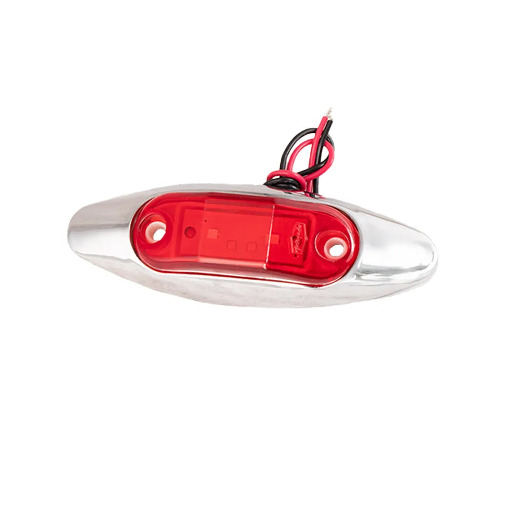 Lampara led roja base plana con aro cromado plástico Multipartes 008L137-14/MV - ELCAMIONERO.MX