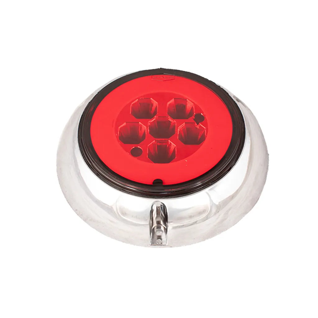 Lampara led de 4" roja halo con aro cromado plástico de sobreponer Multipartes  004LH232-14 - ELCAMIONERO.MX