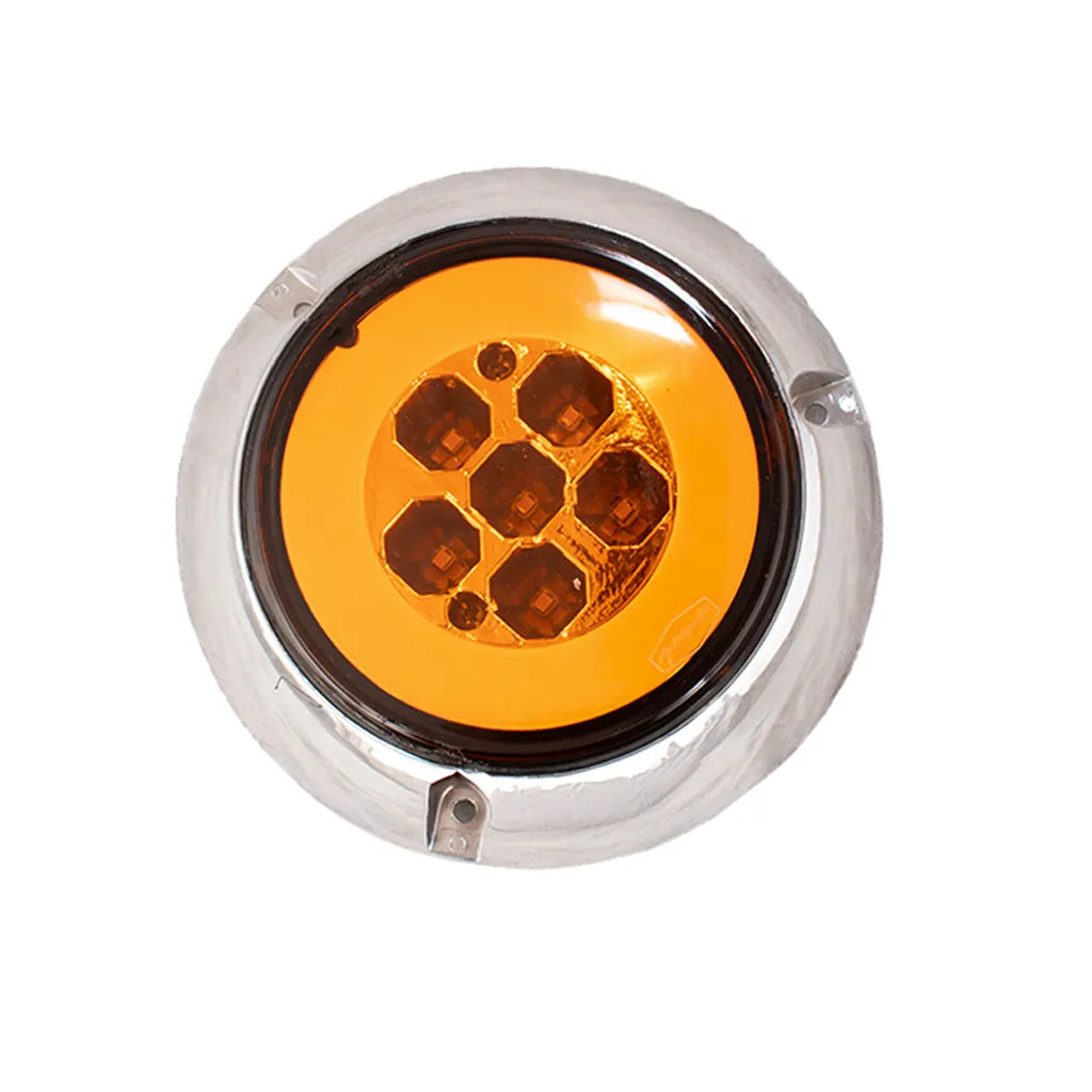 Lampara led de 4" roja halo con aro cromado plástico de sobreponer Multipartes  004LH232-1 - ELCAMIONERO.MX