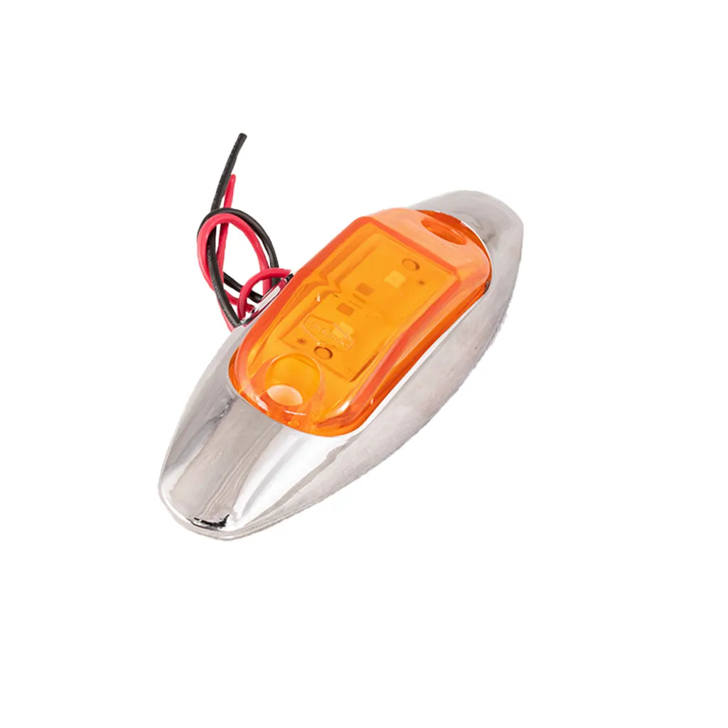 Lampara led ámbar base plana con aro cromado Multipartes  008L137-1/MV - ELCAMIONERO.MX