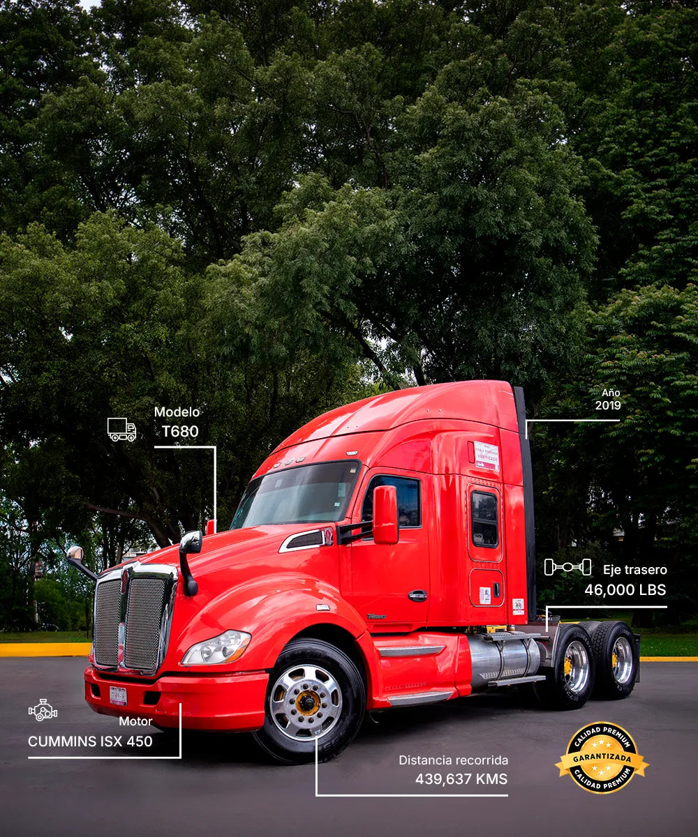 Venta de tractocamión Kenworth T680 seminuevo modelo 2019 con motor Cummins